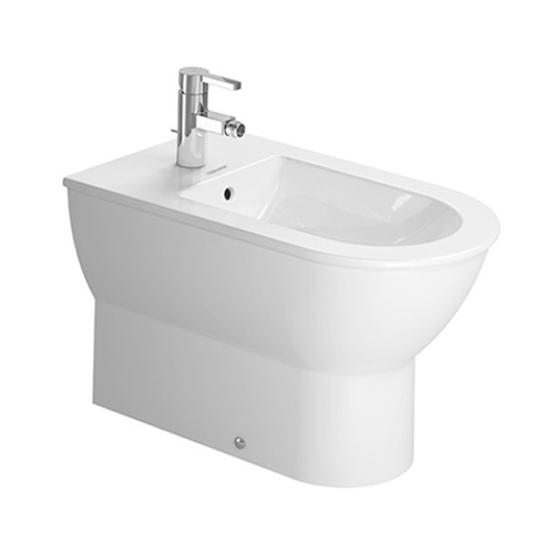 Immagine di Duravit STARCK 2 bidet a pavimento monoforo, a filo parete, con troppopieno e bordo per rubinetteria, colore bianco 2255100000