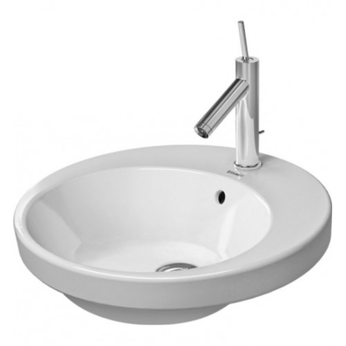 Immagine di Duravit STARCK 2 lavabo da incasso 48 cm monoforo, per incasso soprapiano, con troppopieno e con bordo per rubinetteria, colore bianco 2327480000