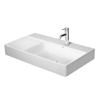 Immagine di Duravit DURASQUARE lavabo consolle asimmetrico 80 cm, monoforo, senza troppopieno, con bordo per rubinetteria, bacino a destra, colore bianco 2349800041