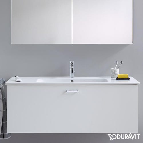 Immagine di Duravit ME BY STARCK lavabo consolle 103 cm monoforo, con troppopieno, con bordo per rubinetteria, WonderGliss, colore bianco 23361000001