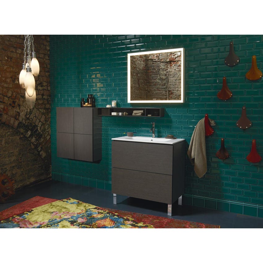 Immagine di Duravit ME BY STARCK lavabo consolle 83 cm monoforo, con troppopieno, con bordo per rubinetteria, WonderGliss, colore bianco 23368300001