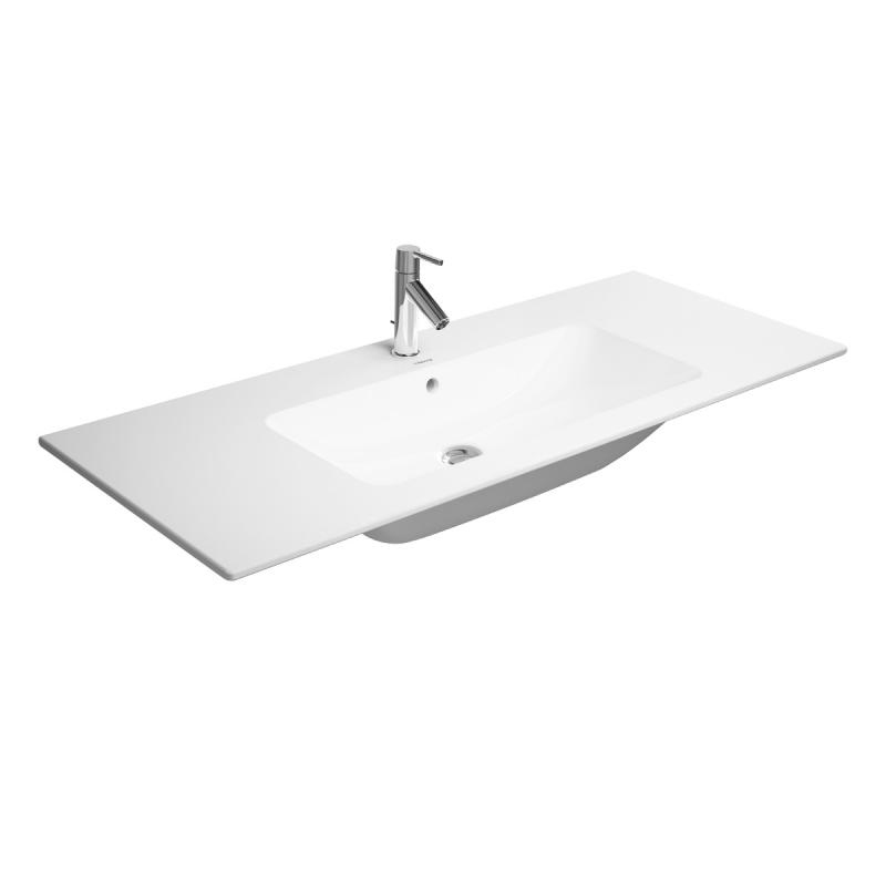 Immagine di Duravit ME BY STARCK lavabo consolle L.123 cm monoforo, con troppopieno, con bordo per rubinetteria, colore bianco 2336120000