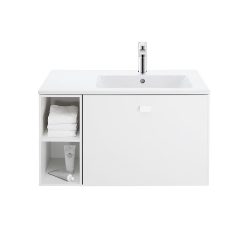 Immagine di Duravit ME BY STARCK lavabo consolle asimmetrico 83 cm monoforo, con troppopieno, con bordo per rubinetteria, bacino a destra, colore bianco 2346830000