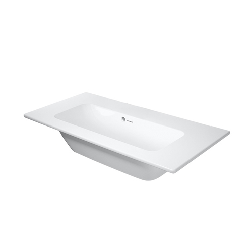 Immagine di Duravit ME BY STARCK lavabo consolle Compact 83 cm senza foro per rubinetteria, con troppopieno, con bordo per rubinetteria, colore bianco finitura opaco 2342833260