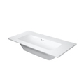 Immagine di Duravit ME BY STARCK lavabo consolle Compact 83 cm senza foro per rubinetteria, con troppopieno, con bordo per rubinetteria, WonderGliss, colore bianco finitura opaco 23428332601