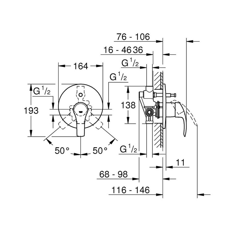 Grohe Miscelatore doccia Eurosmart Grohe con deviatore corpo incasso  INCLUSO 33305002, Arcshop