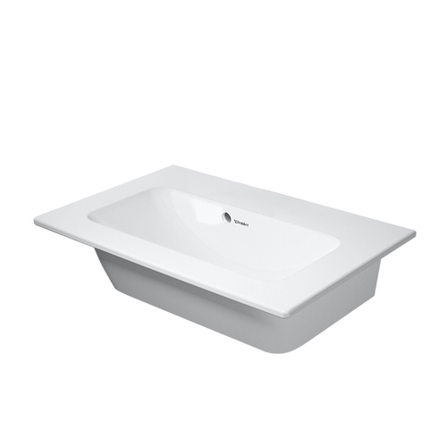 Immagine di Duravit ME BY STARCK lavabo consolle Compact 63 cm senza foro per rubinetteria, con troppopieno, con bordo per rubinetteria, colore bianco finitura opaco 2342633260