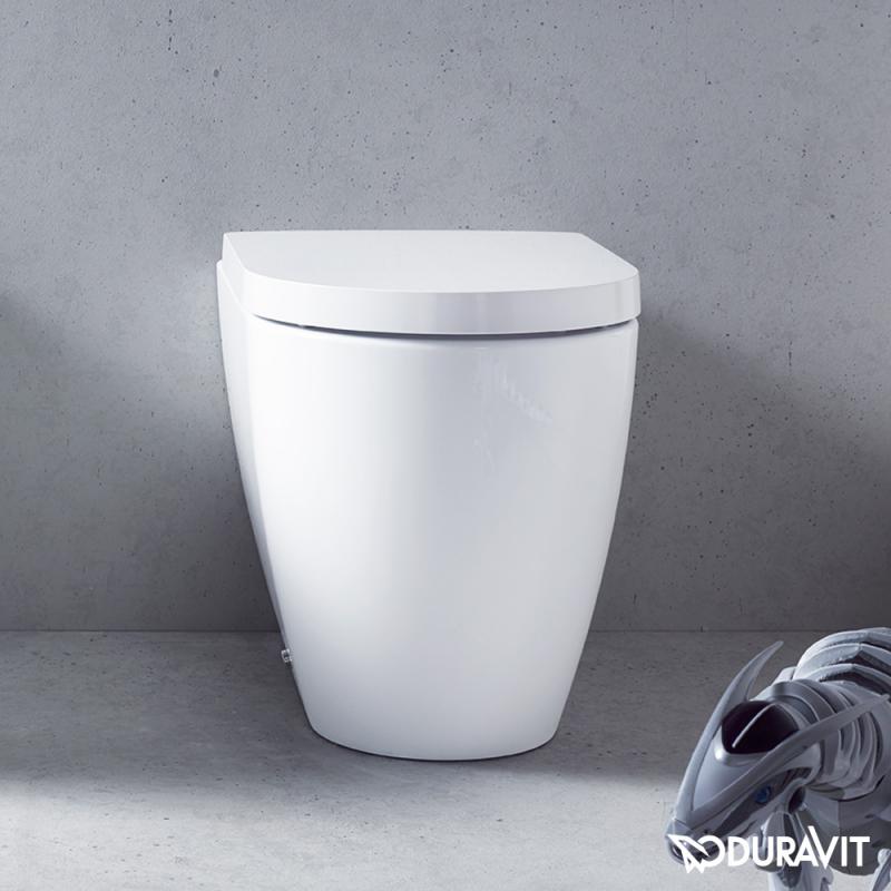 Immagine di Duravit ME BY STARCK vaso a pavimento a cacciata P.60 cm, a filo parete, con scarico orizzontale, senza sedile, fabbisogno di risciacquo di acqua 4,5 l, interno colore bianco finitura lucido, esterno colore bianco finitura opaco 2169092600