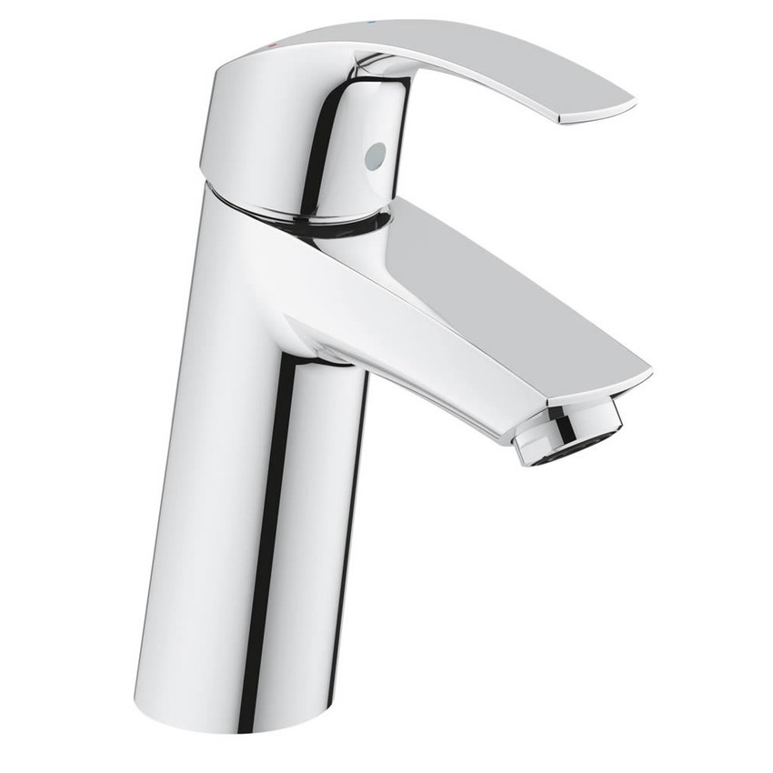 Immagine di Grohe EUROSMART miscelatore monocomando H.17 cm per lavabo, senza scarico, con tecnologia Grohe SilkMove Energy, finitura cromo 2339510E