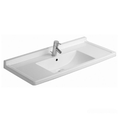 Immagine di Duravit STARCK 3 lavabo consolle 105 cm monoforo, con troppopieno e con bordo per rubinetteria, colore bianco 0304100000