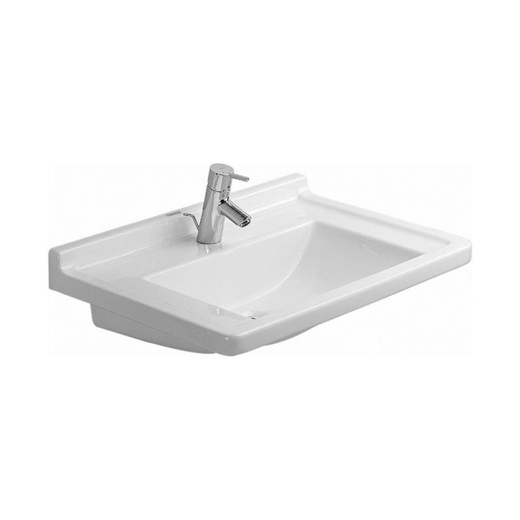 Immagine di Duravit STARCK 3 lavabo consolle 70 cm monoforo, senza troppopieno e con bordo per rubinetteria, colore bianco 0304700041