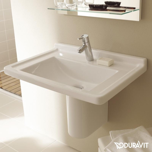 Immagine di Duravit STARCK 3 lavabo consolle 70 cm monoforo, senza troppopieno e con bordo per rubinetteria, colore bianco 0304700041