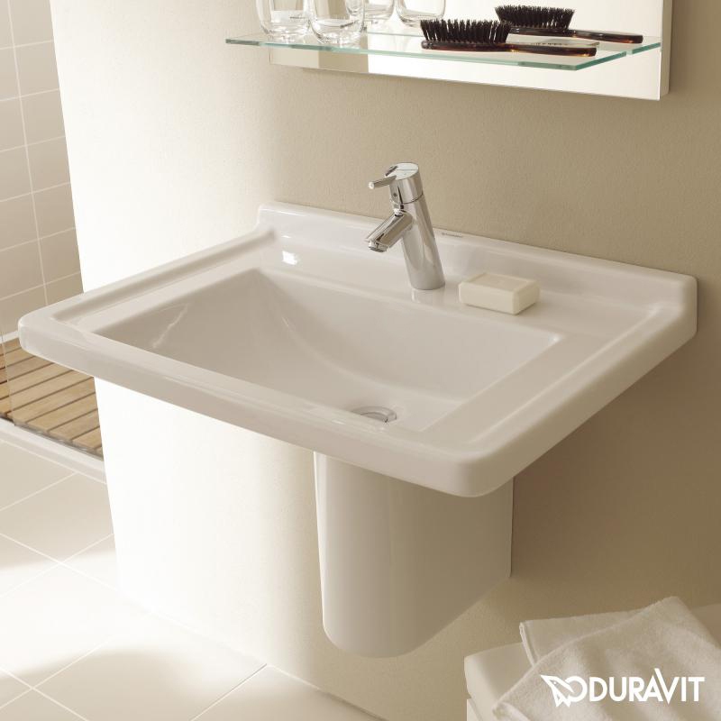 Immagine di Duravit STARCK 3 lavabo consolle 70 cm monoforo, senza troppopieno e con bordo per rubinetteria, colore bianco 0304700041