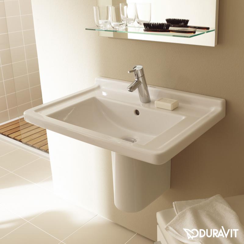 Immagine di Duravit STARCK 3 lavabo Vital 70 cm monoforo, con troppopieno e bordo per rubinetteria, lato inferiore smaltato, colore bianco 0309700000