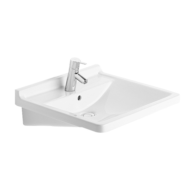 Immagine di Duravit STARCK 3 lavabo Vital 60 cm monoforo, con troppopieno e bordo per rubinetteria, lato inferiore smaltato, colore bianco 0309600000