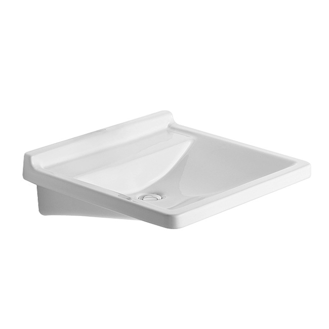 Immagine di Duravit STARCK 3 lavabo Vital Med 60 cm con foro diaframmato per rubinetteria, senza troppopieno, con bordo per rubinetteria, lato inferiore smaltato, colore bianco 0312600000