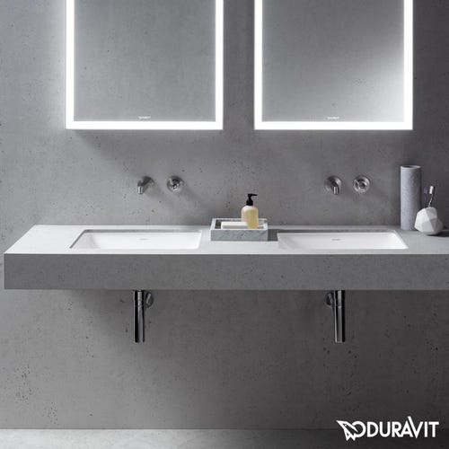 Immagine di Duravit STARCK 3 lavabo da incasso 49 cm senza foro per rubinetteria, per incasso sottopiano, con troppopieno, senza bordo per rubinetteria, colore bianco 0305490000
