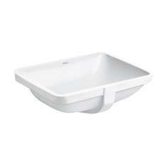 Immagine di Duravit STARCK 3 lavabo da incasso 49 cm senza foro per rubinetteria, per incasso sottopiano, con troppopieno, senza bordo per rubinetteria, colore bianco 0305490000