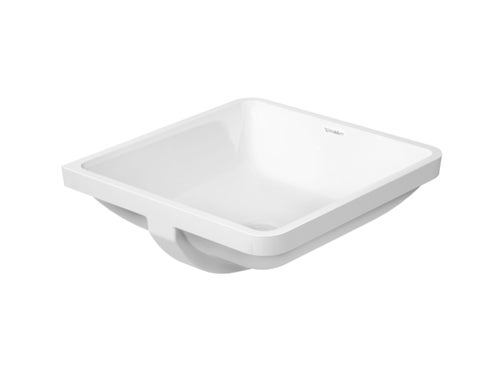 Immagine di Duravit STARCK 3 lavabo da incasso 43 cm senza foro per rubinetteria, per incasso sottopiano, con troppopieno, senza bordo per rubinetteria, colore bianco 0305430000