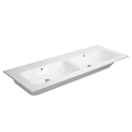Immagine di Duravit ME BY STARCK lavabo consolle doppio 130 cm senza foro per rubinetteria, con troppopieno, con bordo per rubinetteria, colore bianco 2336130060