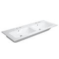 Immagine di Duravit ME BY STARCK lavabo consolle doppio 130 cm con 2 fori per rubinetteria, con troppopieno, con bordo per rubinetteria, colore bianco finitura opaco 2336133258