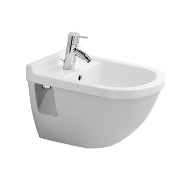 Immagine di Duravit STARCK 3 bidet sospeso monoforo, con troppopieno, con bordo per rubinetteria, colore bianco 2230150000