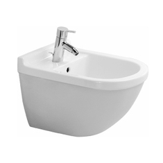 Immagine di Duravit STARCK 3 bidet sospeso monoforo, con troppopieno, con bordo per rubinetteria, colore bianco 2280150000