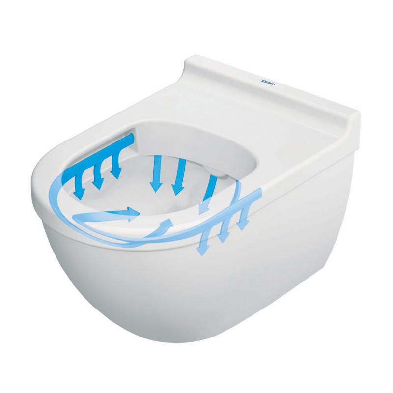 Immagine di Duravit STARCK 3 vaso sospeso Rimless® a cacciata, senza brida, senza sedile, fabbisogno di acqua di risciacquo 4,5 l, UWL classe 1, HygieneGlaze, colore bianco 2527092000