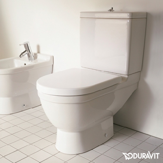 Immagine di Duravit STARCK 3 vaso monoblocco a pavimento a cacciata, per cassetta appoggiata non inclusa, senza sedile, con scarico verticale, fabbisogno di acqua di risciacquo 6 l, UWL classe 2, colore bianco 0126010000