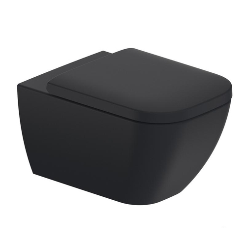 Immagine di Duravit HAPPY D.2 vaso sospeso Rimless®, a cacciata, senza brida e senza sedile, fabbisogno di acqua di risciacquo 4,5 l, UWL classe 1, WonderGliss, colore antracite finitura opaco 22220989001