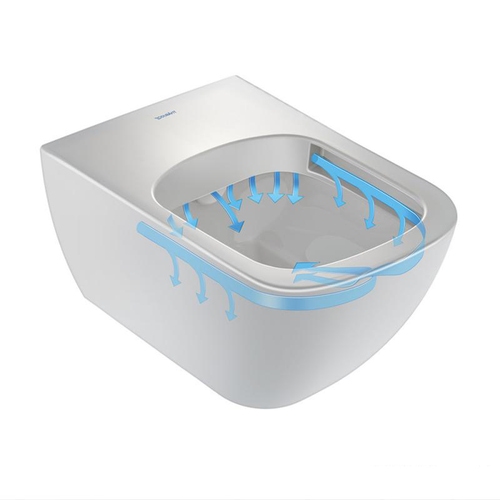 Immagine di Duravit HAPPY D.2 vaso sospeso Rimless®, a cacciata, senza brida e senza sedile, fabbisogno di acqua di risciacquo 4,5 l, UWL classe 1, WonderGliss, colore antracite finitura opaco 22220989001