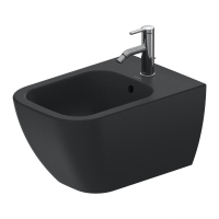Immagine di Duravit HAPPY D.2 bidet sospeso monoforo, con troppopieno, WonderGliss, colore antracite finitura opaco 22581513001
