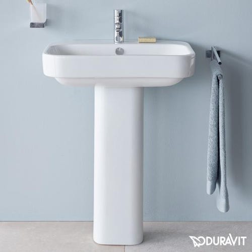 Immagine di Duravit HAPPY D.2 lavabo 65 cm monoforo, con troppopieno, WonderGliss, colore bianco 23166500001