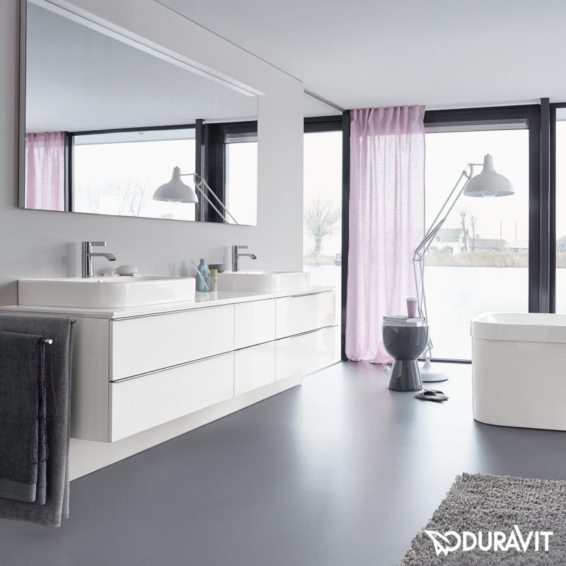 Immagine di Duravit HAPPY D.2 bacinella da appoggio soprapiano 60 cm, monoforo, con rettifica, con troppopieno, WonderGliss, colore bianco 23156000001