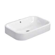 Immagine di Duravit HAPPY D.2 bacinella da appoggio soprapiano 60 cm, senza foro, con rettifica e con troppopieno, colore bianco 2314600000