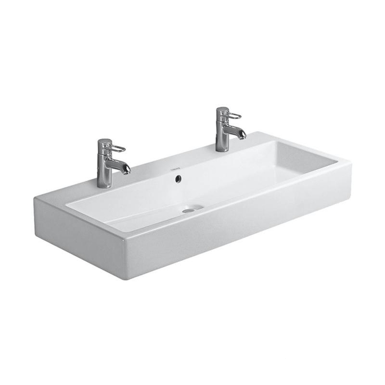 Duravit VERO lavabo consolle 100 cm, con due fori per due rubinetterie monocomando, con troppopieno, colore bianco 0454100024