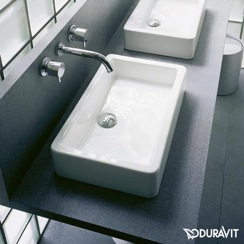 Immagine di Duravit VERO bacinella da appoggio soprapiano 60 cm, senza foro, con rettifica, senza troppopieno, WonderGliss, colore bianco 04556000001
