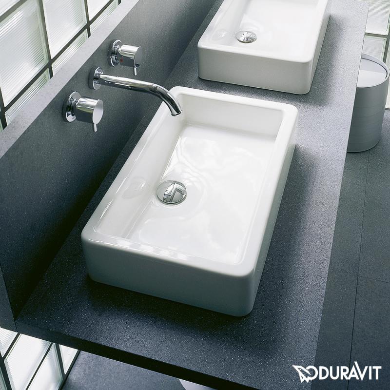 Immagine di Duravit VERO bacinella da appoggio soprapiano 60 cm, senza foro, con rettifica, senza troppopieno, WonderGliss, colore bianco 04556000001