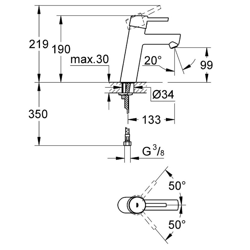 Grohe Concetto New Rubinetto Per Lavabo Taglia M Finitura