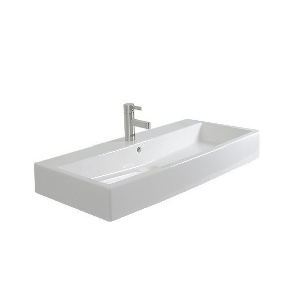 Immagine di Duravit VERO lavabo rettificato 80 cm, monoforo, con troppopieno, WonderGliss, colore bianco 04548000271