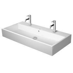 Immagine di Duravit VERO AIR lavabo rettificato 100 cm, monoforo per doppia rubinetteria, con troppopieno, con bordo per rubinetteria, colore bianco 2350100026