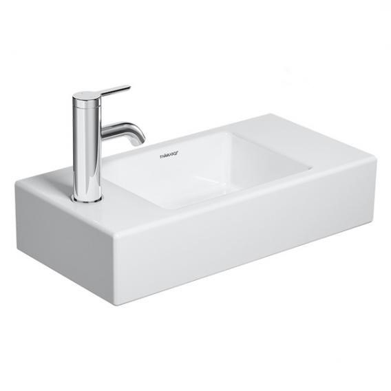 Immagine di Duravit VERO AIR lavamani consolle 50 cm, con foro per rubinetteria a sinistra, senza troppopieno, con bordo per rubinetteria, lato inferiore smaltato, WonderGliss, colore bianco 07245000091