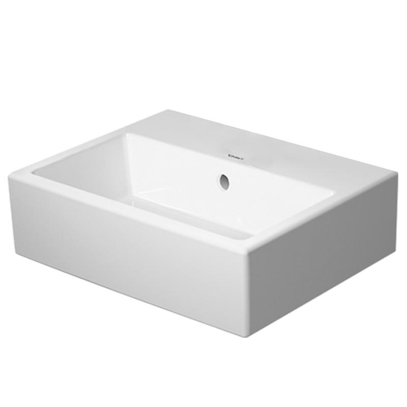 Immagine di Duravit VERO AIR lavamani consolle 45 cm, senza foro per rubinetteria, con troppopieno, con bordo per rubinetteria, lato inferiore smaltato, WonderGliss, colore bianco 07244500601