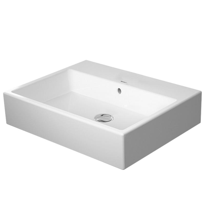 Immagine di Duravit VERO AIR lavabo consolle 60 cm, senza foro per rubinetteria, con troppopieno, con bordo per rubinetteria, lato inferiore smaltato, colore bianco 2350600060