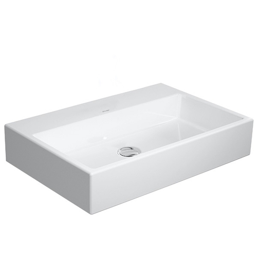 Immagine di Duravit VERO AIR lavabo consolle 70 cm, senza foro per rubinetteria, senza troppopieno, con bordo per rubinetteria, lato inferiore smaltato, WonderGliss, colore bianco 23507000701