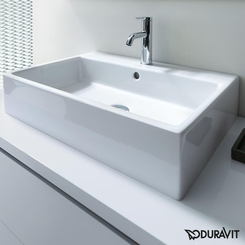 Immagine di Duravit VERO AIR lavabo rettificato 60 cm, senza foro per rubinetteria, con troppopieno, con bordo per rubinetteria, colore bianco 2350600028