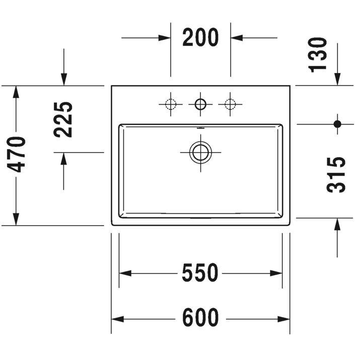 Immagine di Duravit VERO AIR bacinella da appoggio soprapiano 60 cm, senza foro per rubinetteria, con rettifica, con troppopieno, con bordo per rubinetteria, parte posteriore smaltata, WonderGliss, colore bianco 23526000601