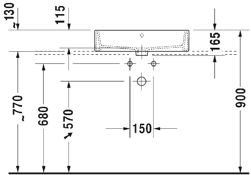 Immagine di Duravit VERO AIR bacinella da appoggio soprapiano 60 cm, senza foro per rubinetteria, con rettifica, con troppopieno, con bordo per rubinetteria, parte posteriore smaltata, WonderGliss, colore bianco 23526000601