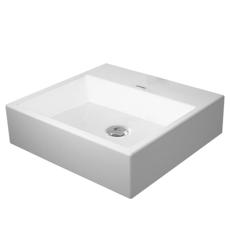 Immagine di Duravit VERO AIR bacinella da appoggio soprapiano 50 cm, senza foro per rubinetteria, con rettifica, senza troppopieno, con bordo per rubinetteria, parte posteriore smaltata, WonderGliss, colore bianco 23525000701