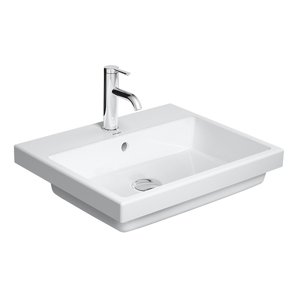 Immagine di Duravit VERO AIR lavabo da incasso soprapiano 55 cm, monoforo, con troppopieno, con bordo per rubinetteria, colore bianco 0383550000